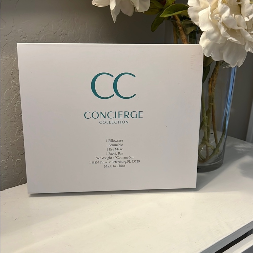 Concierge Set w/ eye mask, pillow case, scrunchie and fabric bag. Great gift